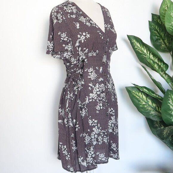 Lulu's Completely Captivating Navy Blue Floral Button Front Skater Dress XS - Picture 8 of 16